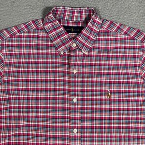 Ralph Lauren Shirt Mens‎ Medium Red Plaid Flesh Pony Logo Button Down Casual